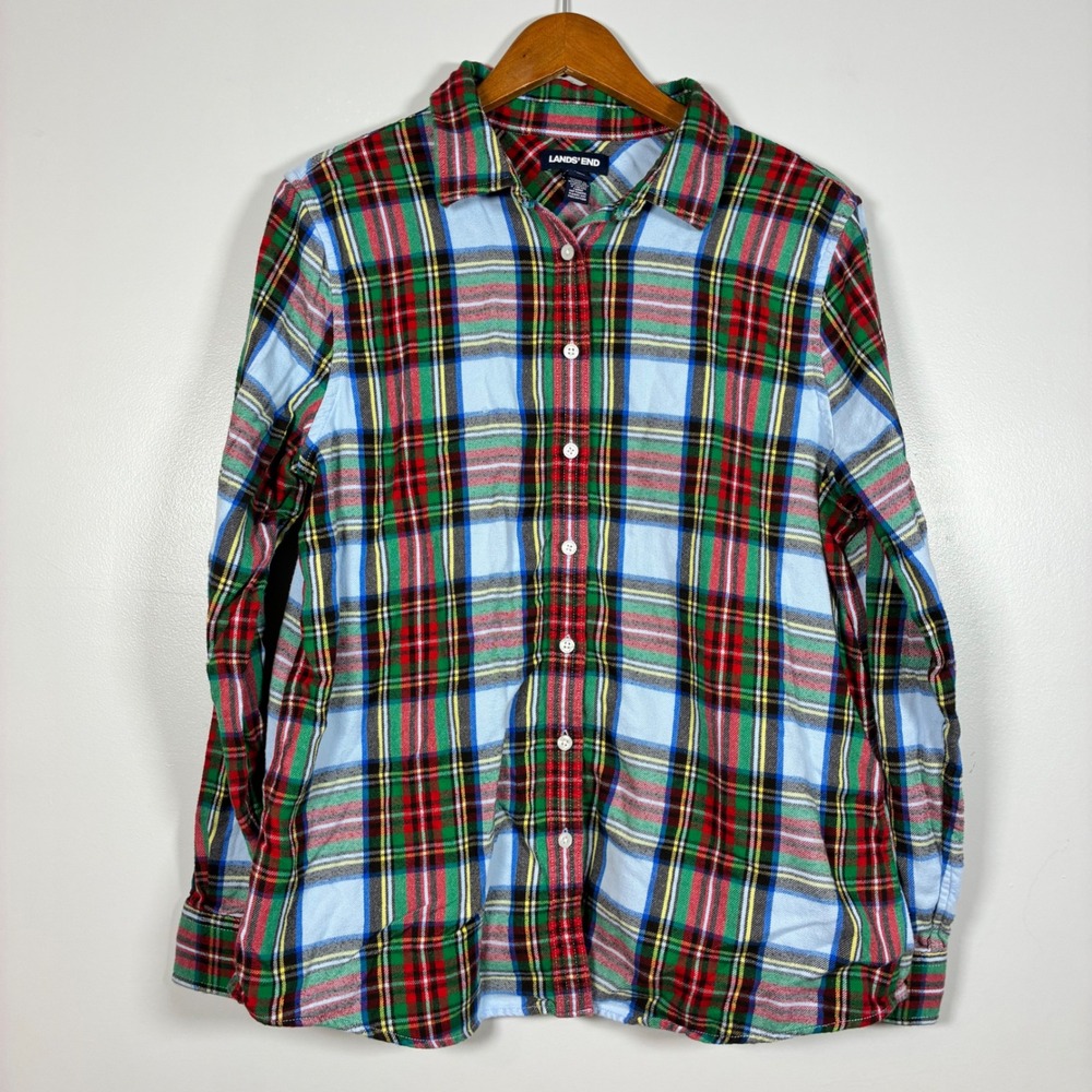 Lands End Shirt 16 Plaid Flannel Preppy Classic Autumn Layer Heritage Outdoorsy